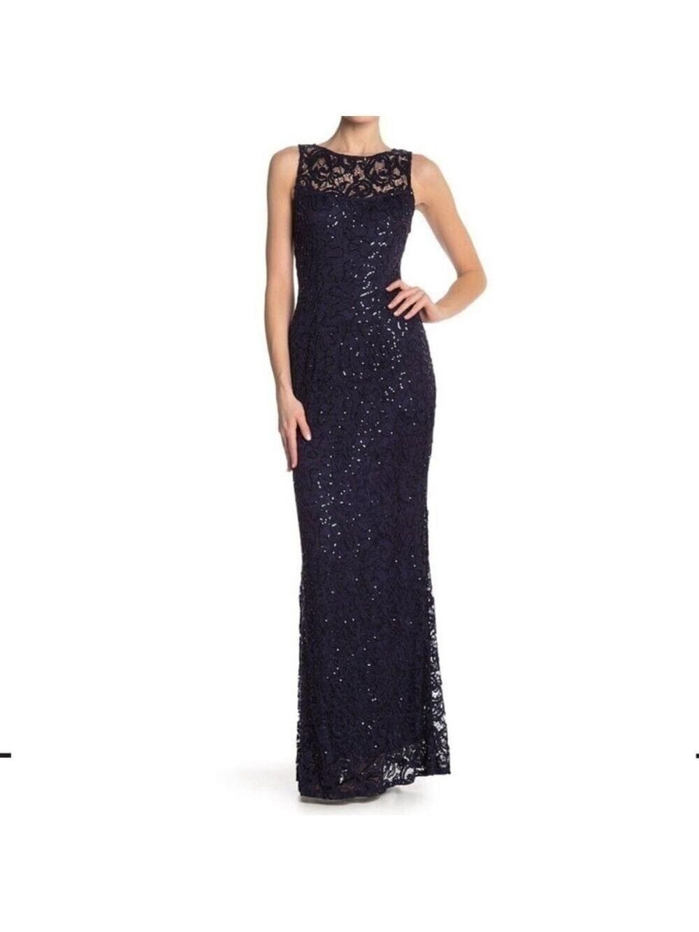 marina Sequin Lace Sleeveless Maxi Dress Sz 10